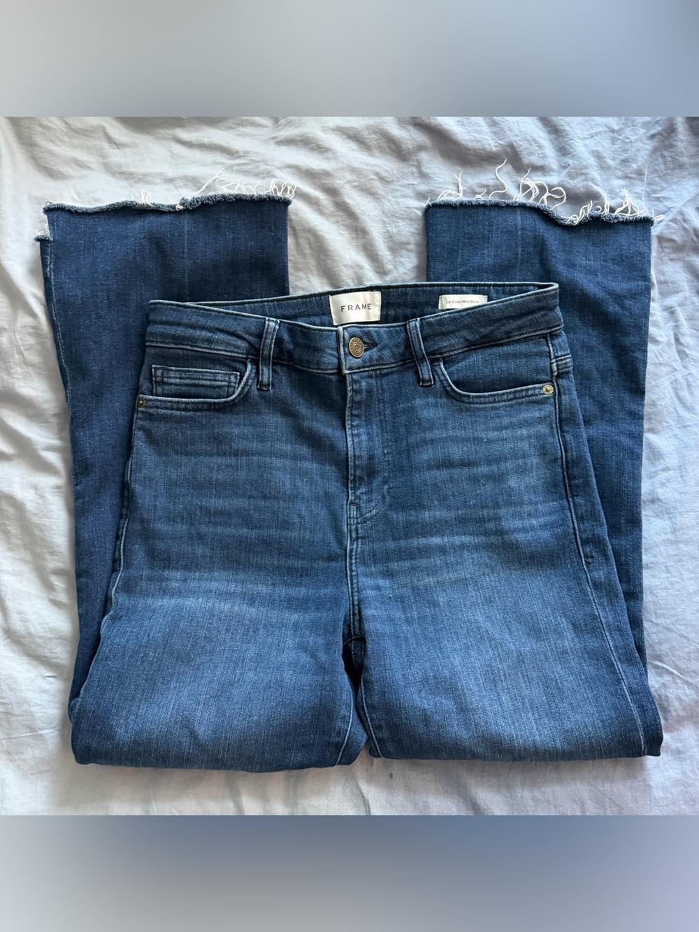 Frame Denim Le Crop Mini Boot Jeans in Dark Blue